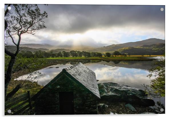  Llyn Dinas Snowdonia north Wales Acrylic by Tony Bates