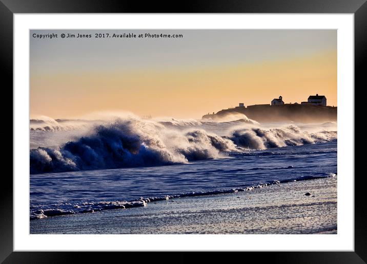 Seaton Sluice surf and spray Framed Mounted Print by Jim Jones