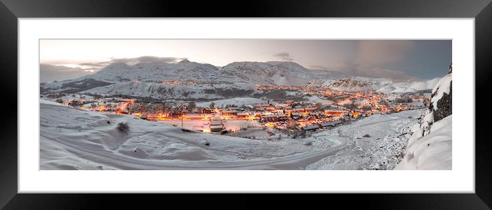 Blaenau Ffestiniog Winter Panoramic Framed Mounted Print by Rory Trappe