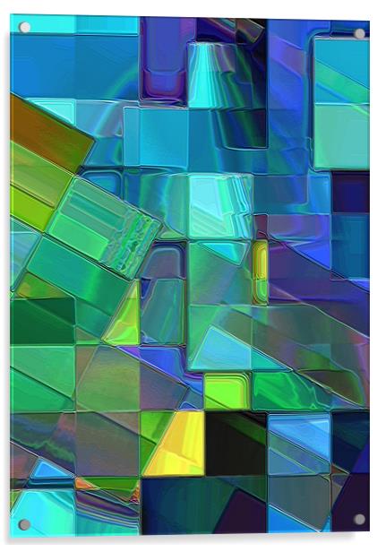Mosaic In Blue Acrylic by Nicola Hawkes