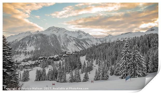 An Early Morning Panoramic Landscape View of Courc Print by Fabrizio Malisan