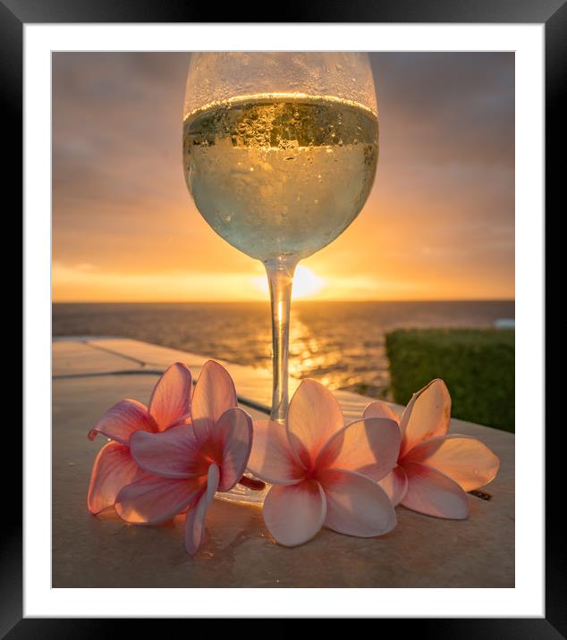   Sunset drinks at the ocean  Curacao views Framed Mounted Print by Gail Johnson