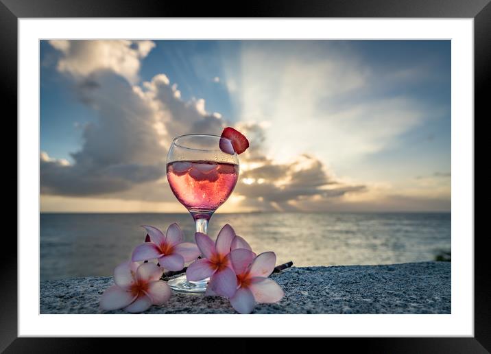   Sunset drinks at the ocean  Curacao views Framed Mounted Print by Gail Johnson