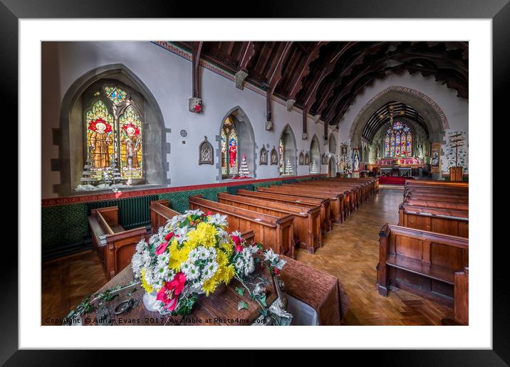 Christmas Church Flowers Framed Mounted Print by Adrian Evans