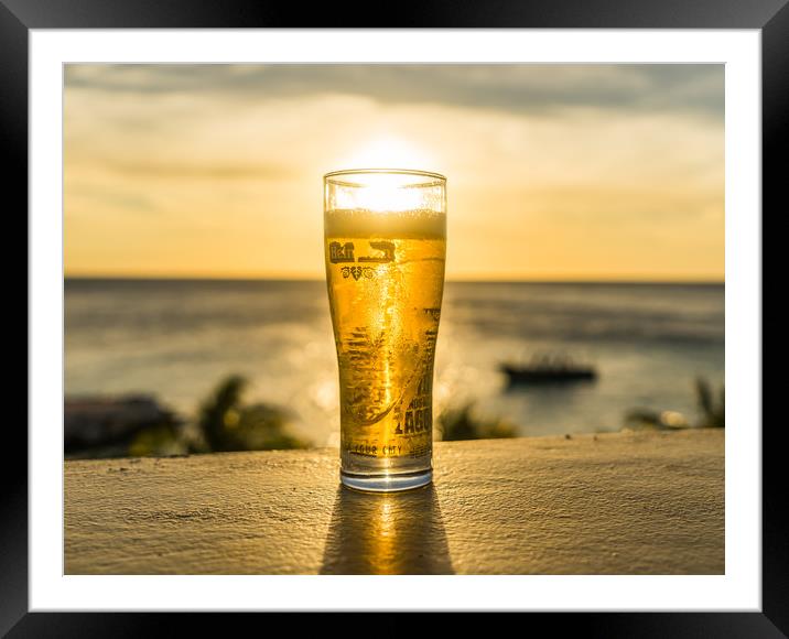  Sunset at the bar Curacao Views Framed Mounted Print by Gail Johnson
