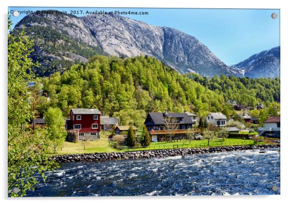 A settlement alongside Eidfjord / Hardangerfjorden Acrylic by Frank Irwin