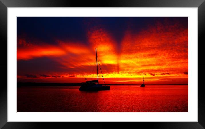 Crimson Ocean Sunbeams Australia. Framed Mounted Print by Geoff Childs