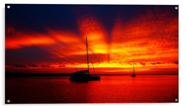 Crimson Ocean Sunbeams Australia. Acrylic by Geoff Childs