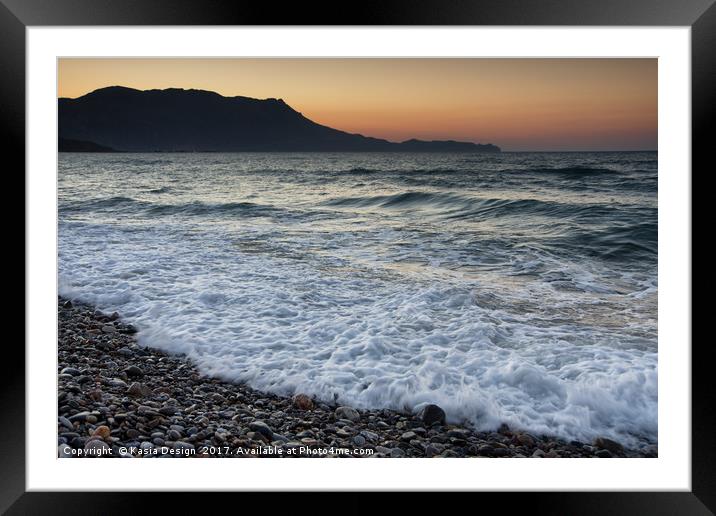 Dusk Light, Livadia Beach, Kissamos, Crete, Greece Framed Mounted Print by Kasia Design