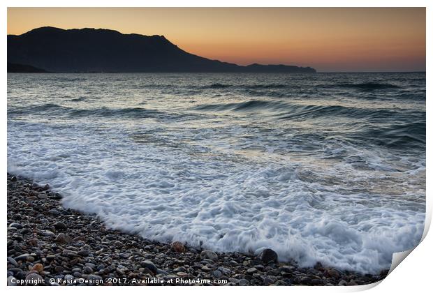Dusk Light, Livadia Beach, Kissamos, Crete, Greece Print by Kasia Design