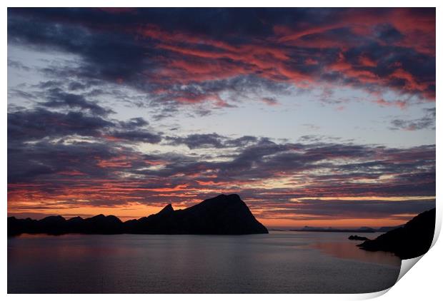 Sunset on the Norwegian Fjords. Print by Scott Simpson