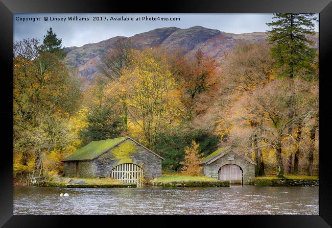 BoatHouses, Coniston Water Framed Print by Linsey Williams