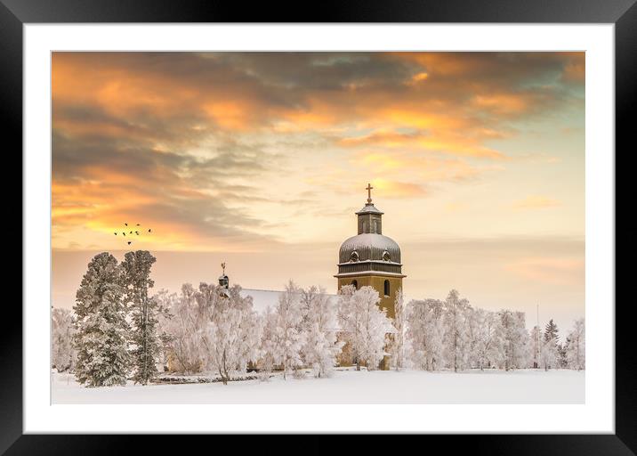 Church of Rödön in Sweden Framed Mounted Print by Hamperium Photography