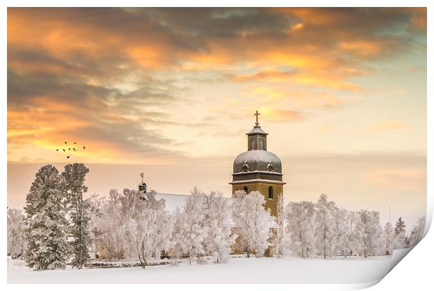 Church of Rödön in Sweden Print by Hamperium Photography