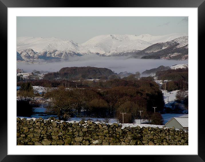 Coniston Mist 2 Framed Mounted Print by Paul Leviston
