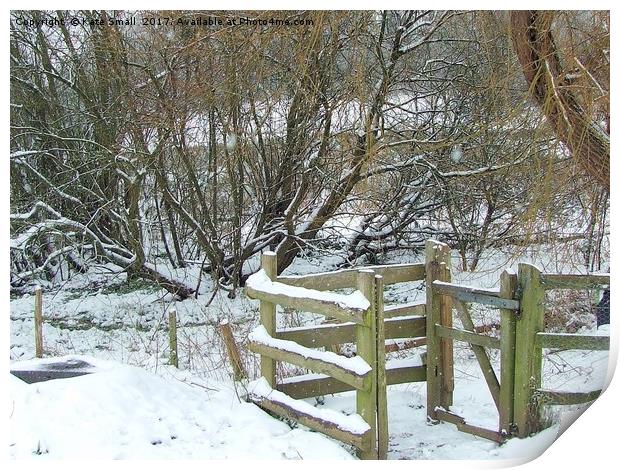 Winter Kissing Gate Print by Kate Small
