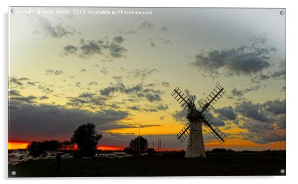 Majestic Thurne Mill Sunset Acrylic by Andy Smith