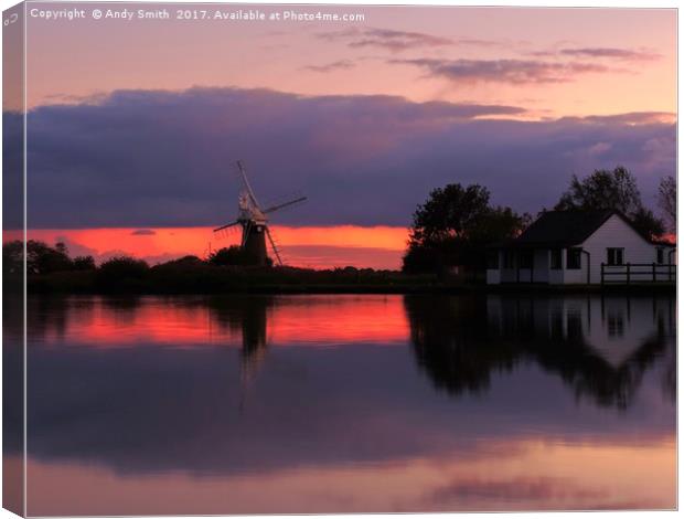St, Benets Mill Sunset           Canvas Print by Andy Smith