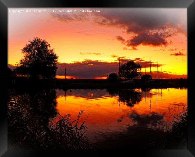 Thurne Sunset Norfolk Broads           Framed Print by Andy Smith