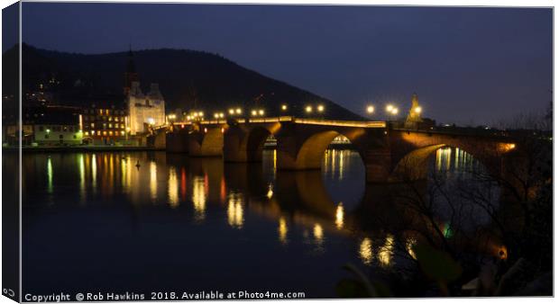 Heidelberg Bridge by night  Canvas Print by Rob Hawkins