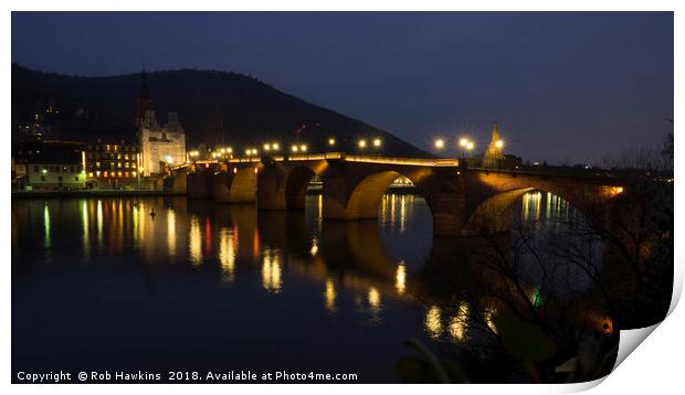 Heidelberg Bridge by night  Print by Rob Hawkins