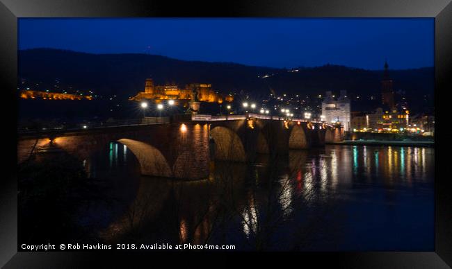 Heidelberg Bridge and Castle by Night  Framed Print by Rob Hawkins