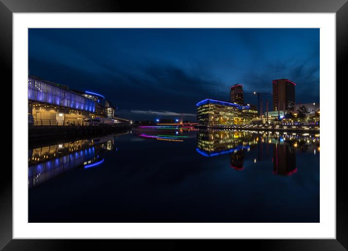 Night Time shot at Media City, Salford Quays  Framed Mounted Print by Tony Keogh
