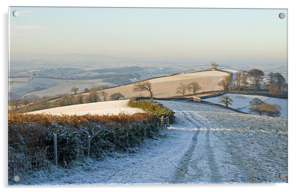 Morning light on Raddon Hill Acrylic by Pete Hemington