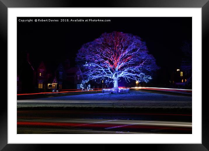 Christmas Tree Lights Astbury Village Framed Mounted Print by Robert Davies
