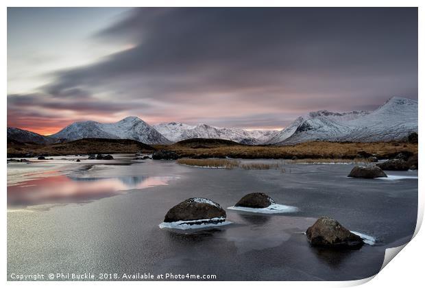 Lochan na Stainge Sunset Print by Phil Buckle
