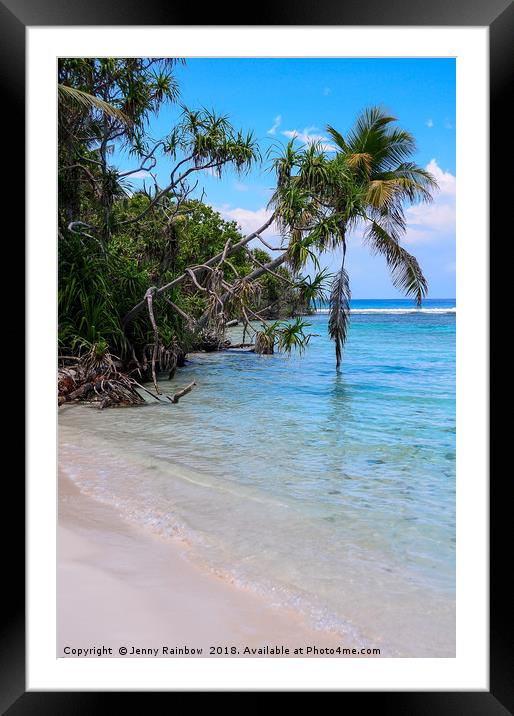 Pandanus Trees On Tropical Beach Framed Mounted Print by Jenny Rainbow