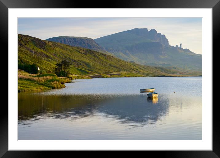 Boats on Loch Fada Isle Of skye Framed Mounted Print by Michael Brookes