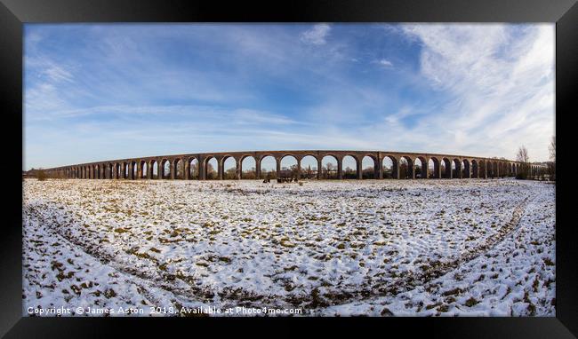 Snowy Harringworth Viaduct Framed Print by James Aston