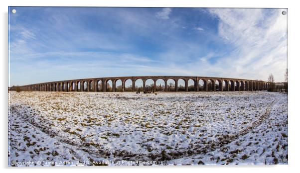 Snowy Harringworth Viaduct Acrylic by James Aston