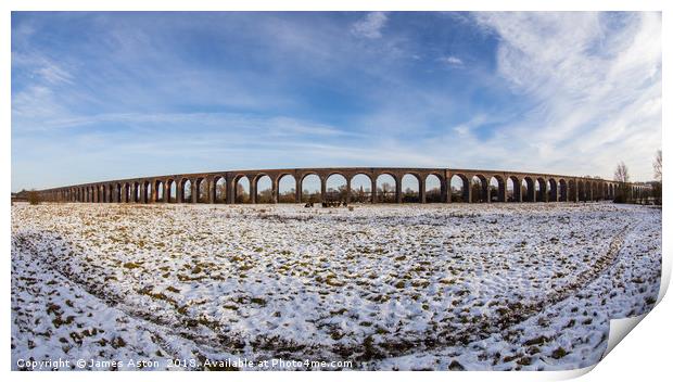 Snowy Harringworth Viaduct Print by James Aston
