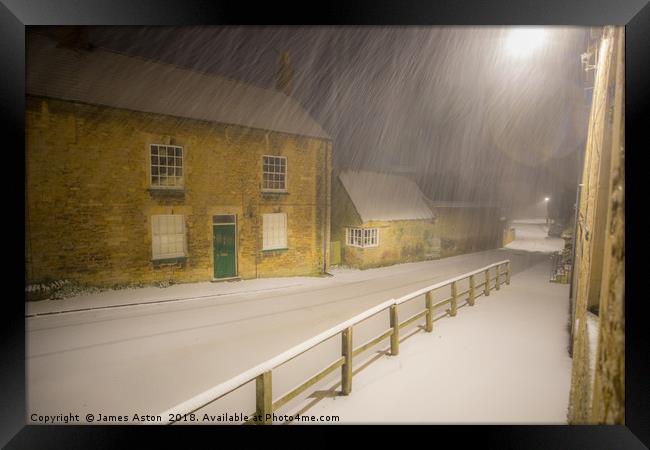 Evening Snow Storm Framed Print by James Aston