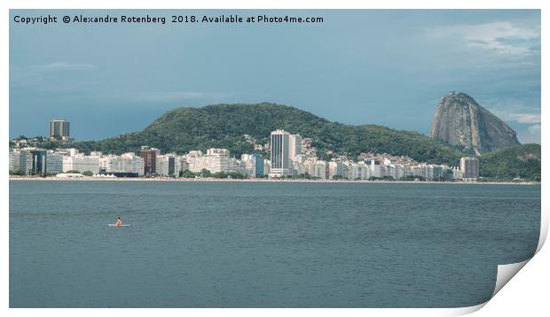 Lonely woman adrift overlooking Copacabana Beach Print by Alexandre Rotenberg