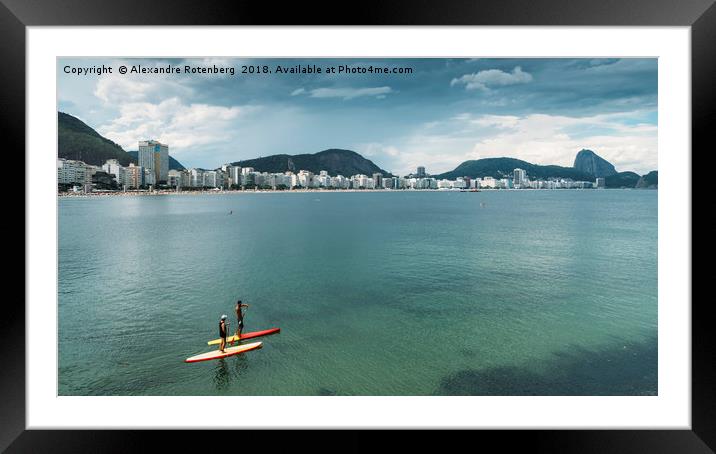 Two men on a Stand Up Paddle on Copacabana Beach,  Framed Mounted Print by Alexandre Rotenberg
