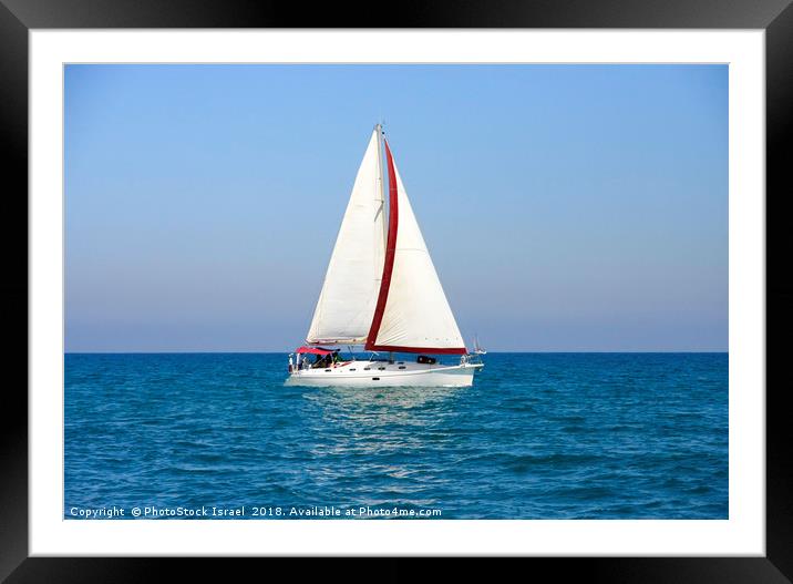 A yacht in the Mediterranean sea Framed Mounted Print by PhotoStock Israel