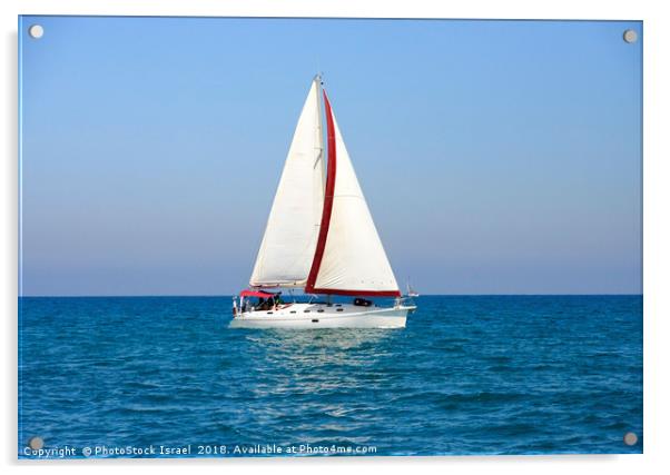 A yacht in the Mediterranean sea Acrylic by PhotoStock Israel