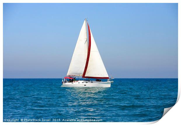 A yacht in the Mediterranean sea Print by PhotoStock Israel