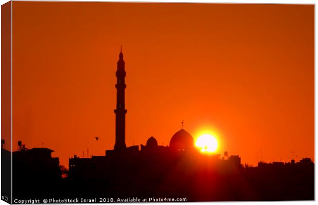 Jisr Az-Zarqa The Mosque at sunrise  Canvas Print by PhotoStock Israel
