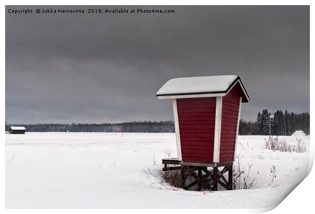 Milk Shelter On The Snowy Fields Print by Jukka Heinovirta