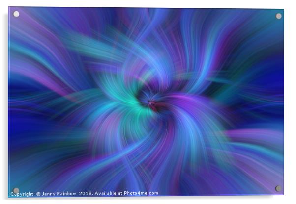Blue Purple Green abstract. Concept  Oneness with the Universe Acrylic by Jenny Rainbow