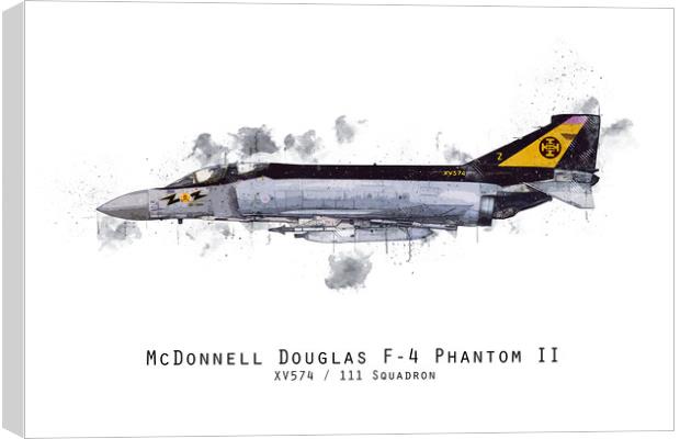 F4 Phantom Sketch - XV574 Canvas Print by J Biggadike