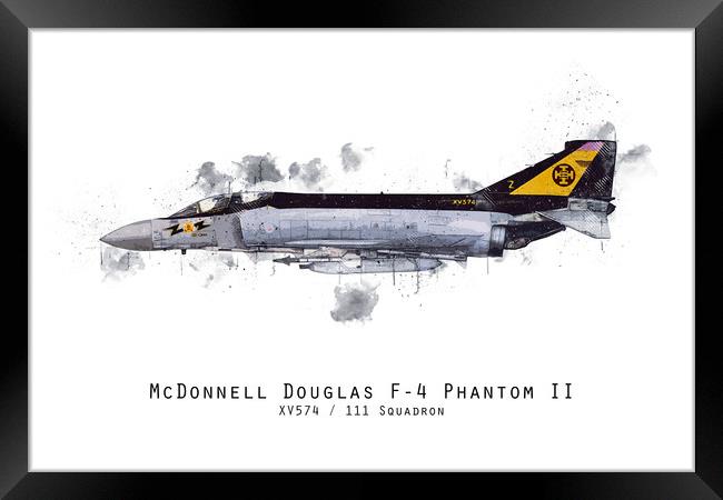 F4 Phantom Sketch - XV574 Framed Print by J Biggadike