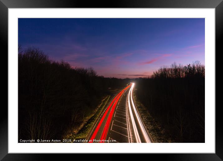 Driving Home on a Winters Evening Framed Mounted Print by James Aston