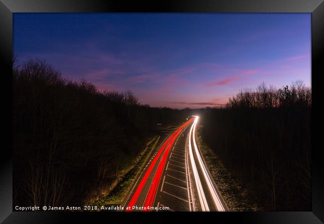 Driving Home on a Winters Evening Framed Print by James Aston