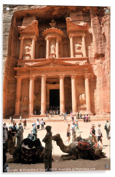 Jordan, Petra the Treasury  Acrylic by PhotoStock Israel