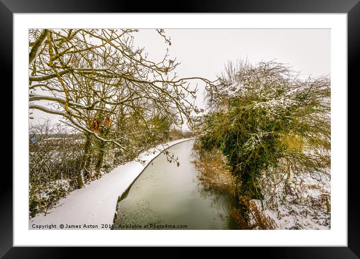 Snowy Canal Path Framed Mounted Print by James Aston
